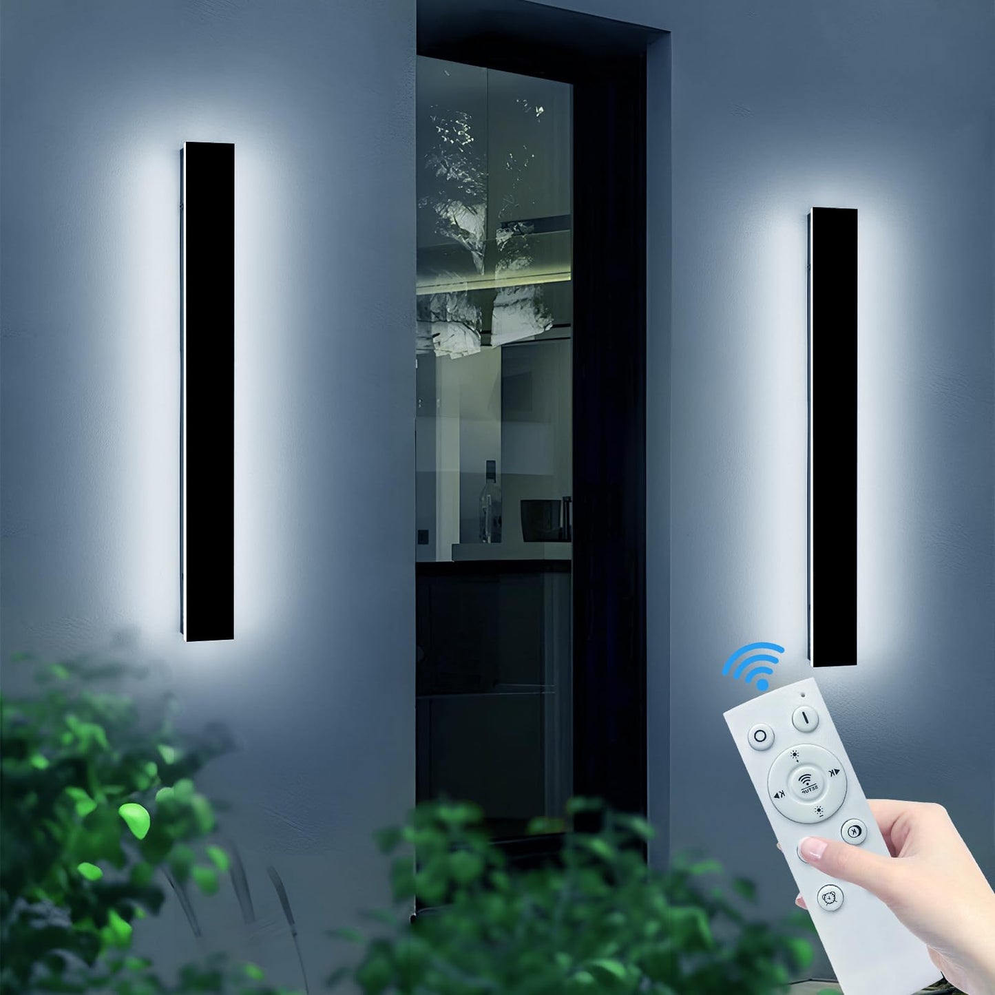 Daoseolo 2 Pack Outdoor Wall Light Fixture, IP65 Waterproof, Dimmable 3000K-6000K, 39.3inch Acrylic Sconce, Model TC-CBBD