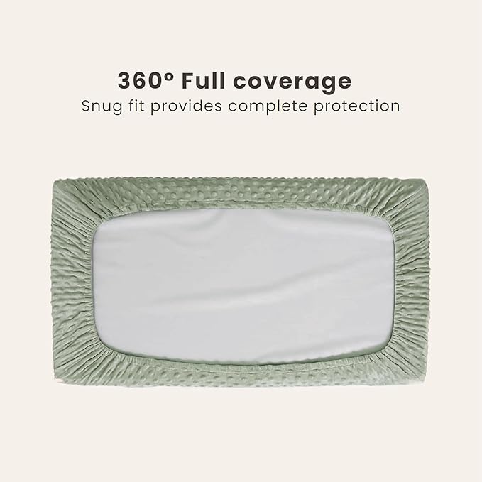 Konssy 2 Pack Minky Changing Pad Cover, Soft Minky Dots Plush Diaper Changing Table Cover Set, Breathable Changing Pad Sheets for Baby Girls Boys (Sprout,Fog Green)