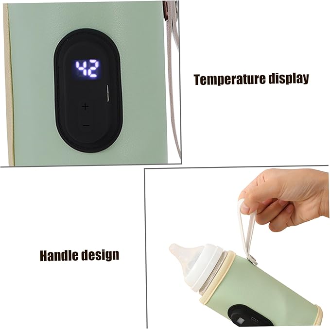 Portable Baby Bottle Warmer Portable Bottle Warmer 18W Quick Heating Baby Bottle Warmer Temperature Adjustable USB Baby Bottle Heater for Home Family Green