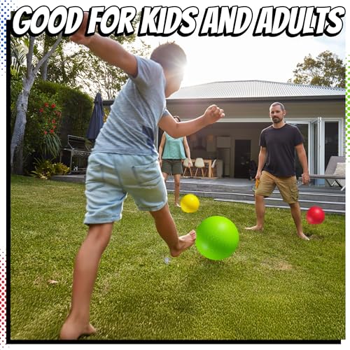 10 Inch Kickball Playground Balls - (Pack of 6) Inflatable Rubber Indoor Outdoor Bouncy Balls for Adults & Kids - Dodgebal...