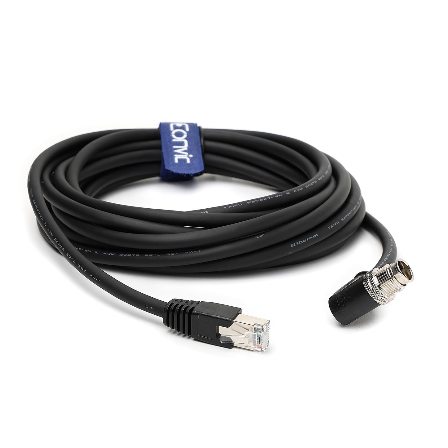Eonvic Ethernet Cable M12 X-Type Right Angle 8 Position To Rj45 Industrial Ethernet Cable Waterproof High Flex Cable For Cognex