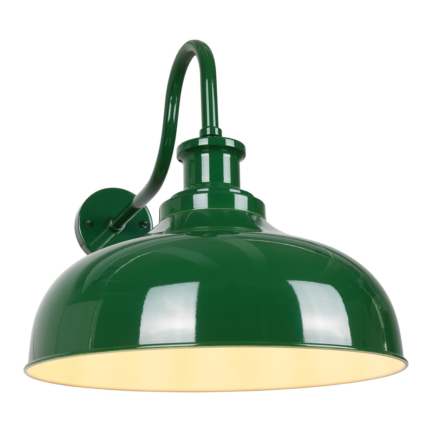 Diyel Outdoor Barn Light  14 Inch Dome Rustic Outdoor Wall Sconce  Farmhouse Exterior Wall Mount Lighting Fixture  Industrial Green Wall Lantern For Porch  Entryway  Garage  Rz007M Gr+Wh