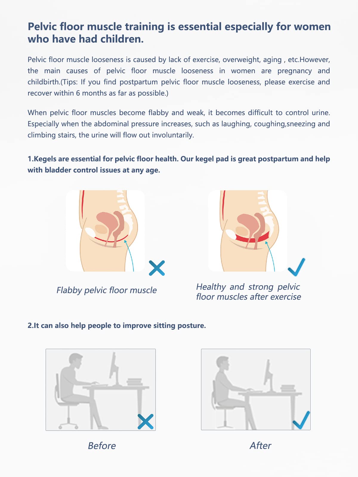 Pelvic Floor Strengthening Device Women,Pelvic Floor Muscle Training,Pelvic Floor Physical Therapy Use for Bladder Control and Pelvic Floor Exercise for Women and Men,Gray