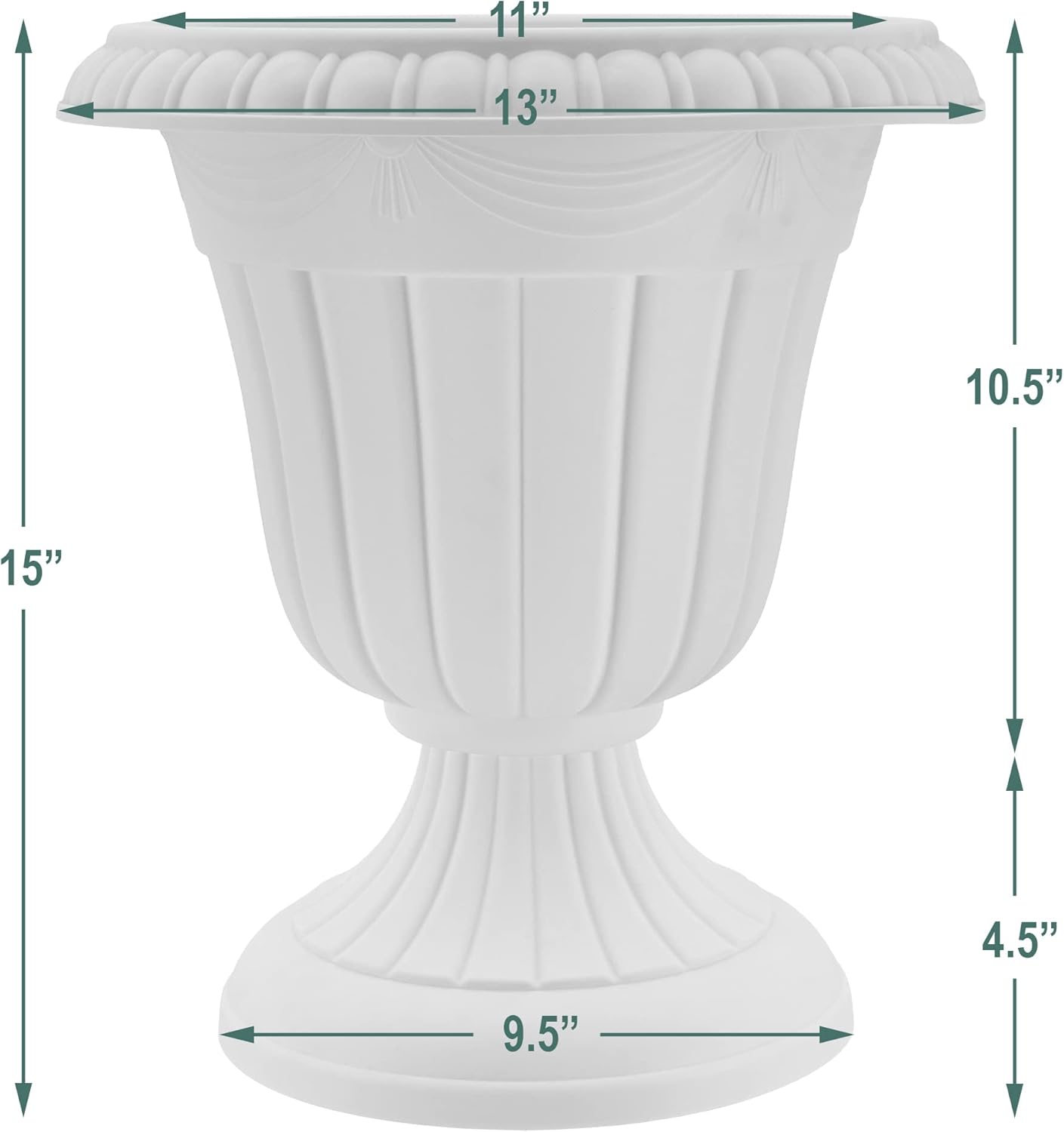 PL10BG Classic Traditional Plastic Urn Planter Indoor/Outdoor 15" x 13", Beige