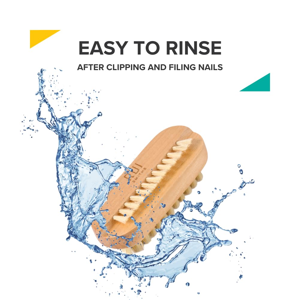 Rui Smiths CarbonConscious Wooden Nail Cleaning Brush with 2-Sided Bristles for Manicure and Pedicure Grooming | Made with Wood