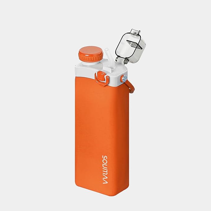 Collapsible Silicone Water Bottle - 600ml, BPA-Free, Portable and Leak-Proof with Carrying Handle for Travel, Camping, Hiking, Fishing, Swimming, Biking