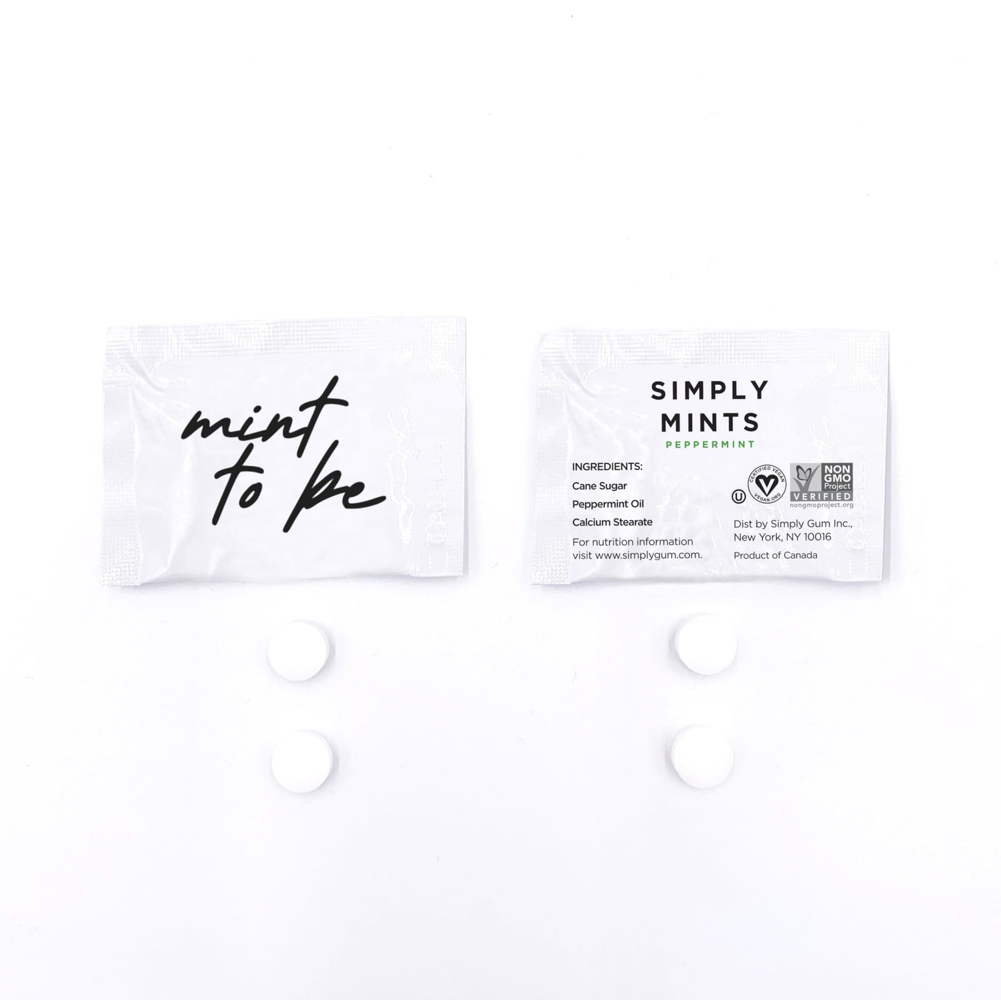 Simply Gum Individually Wrapped Mints | Mint to Be | Wedding  Bridal Shower  Anniversary  Favors | Peppermint | 50 Pouches