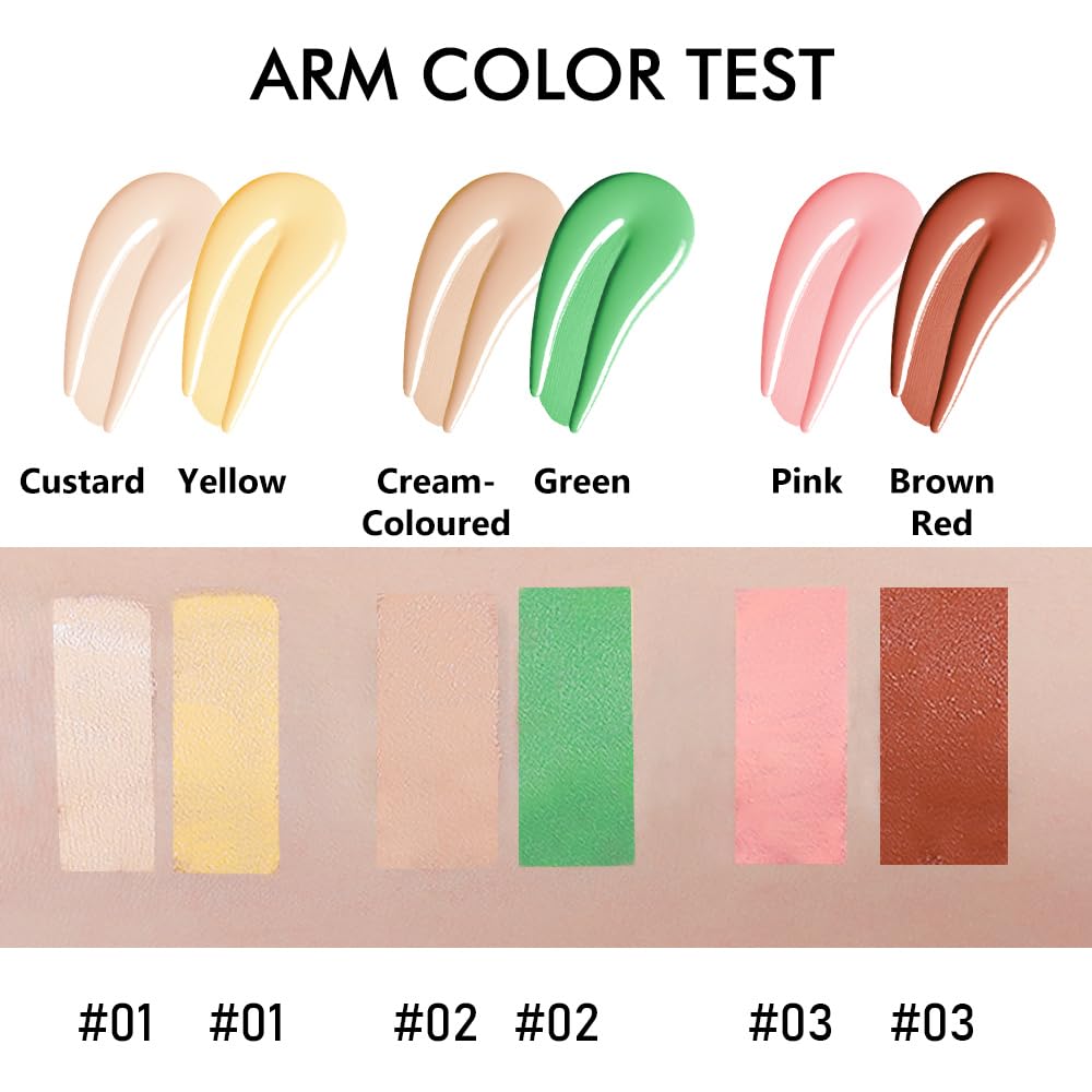 XZMeiLun 2-In-1 3Pcs Camo Concealer Kit, Under Eye Brightener, Long-Lasting Full-Coverage & Highly Pigmented Matte Finish Concea