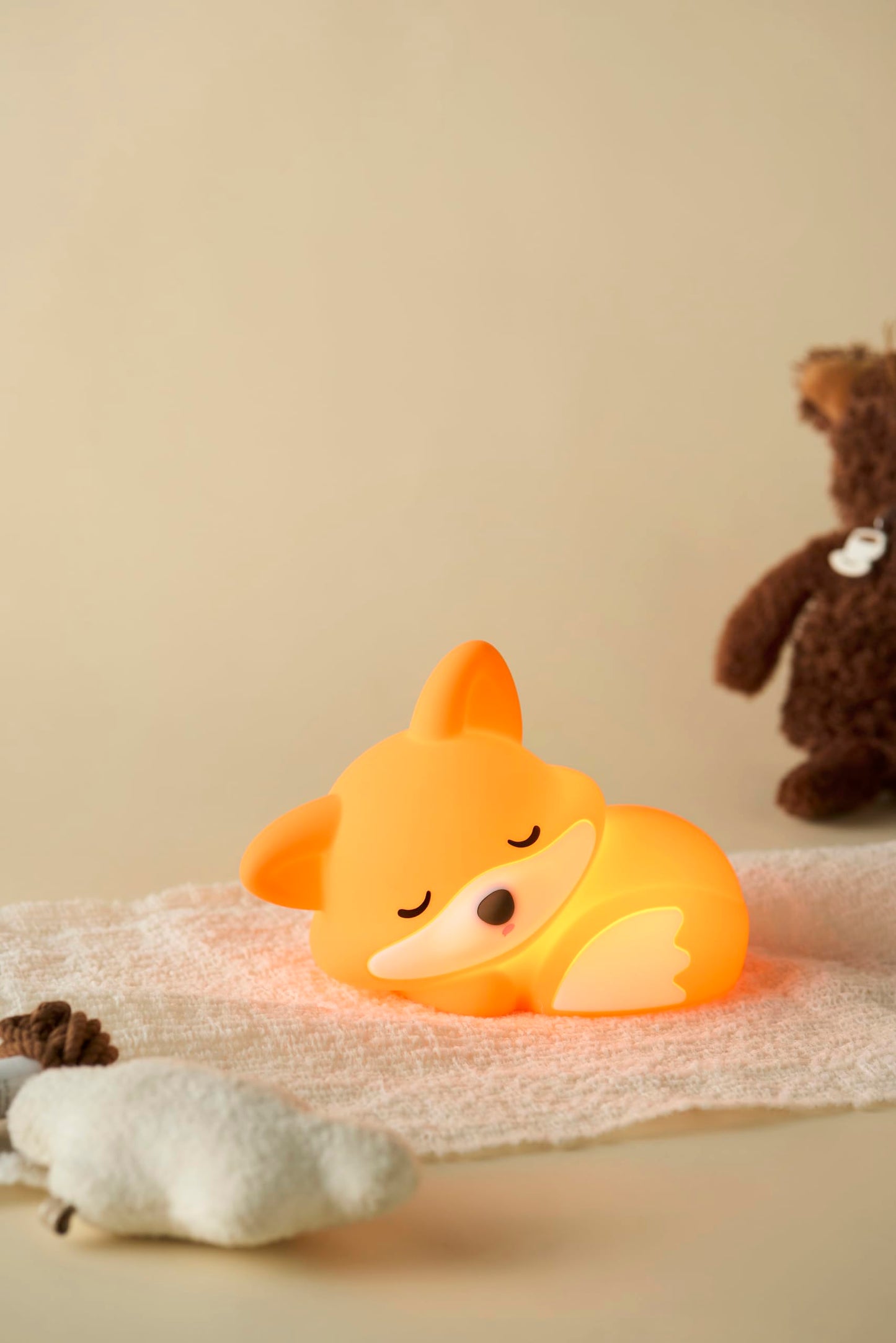 Cute Fox Night Light  Animal Lamp  Food Grade Silicone  Rechargeable  2 Level Dimmable  Squishy Nursery Nightlight For Desk Decor  Funny Gifts Stuff For Boys Girls Baby  White Elephant Gifts