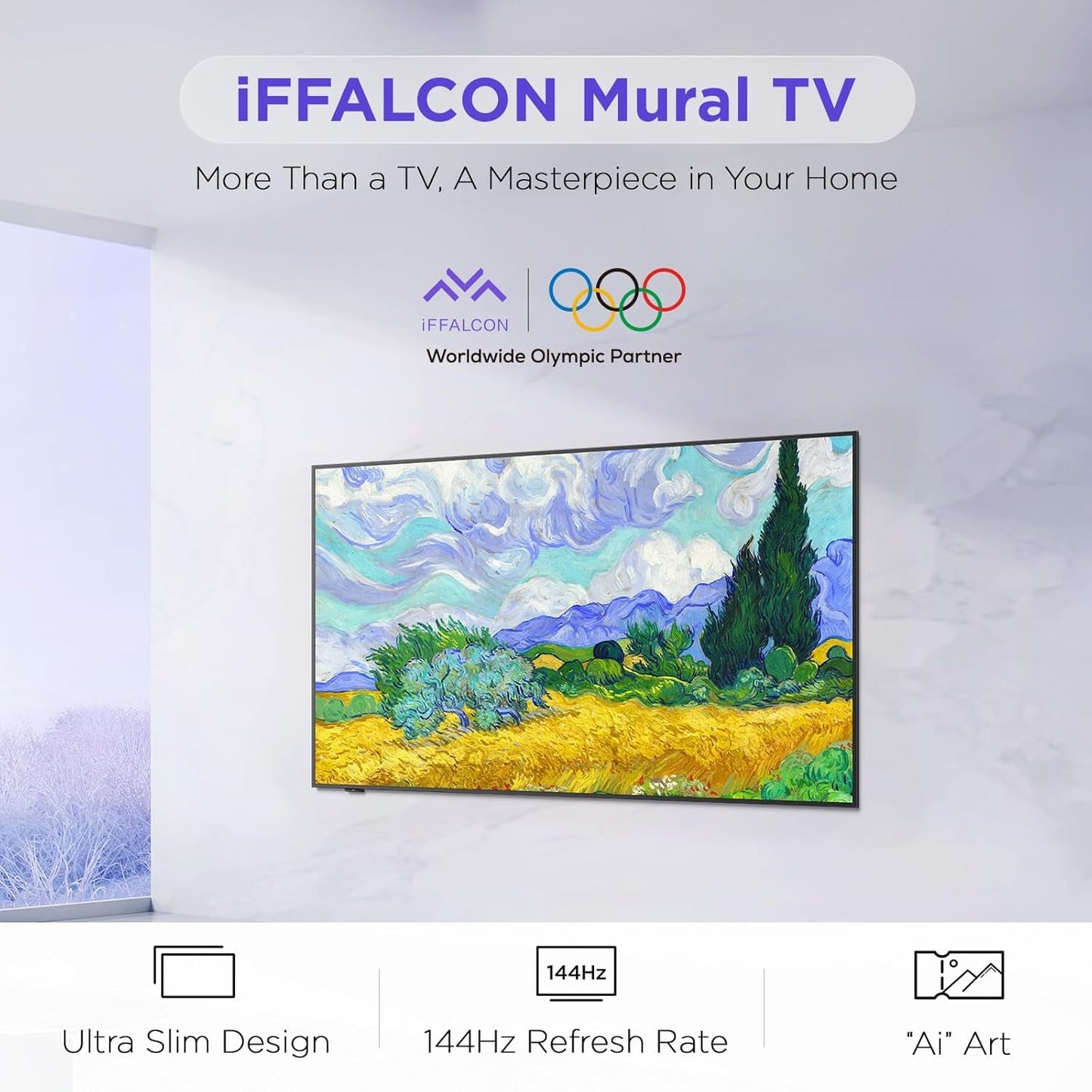 55-Inch Class QLED 4K Smart TV, Ultra-Slim Picture Frame TV, 144Hz, HDR, Art Mode W/Ai Art, Wide Color Gamut, Dolby Vision IQ, Dolby Atmos, Google Assistant Voice Remote(55F75, 2025 Model)