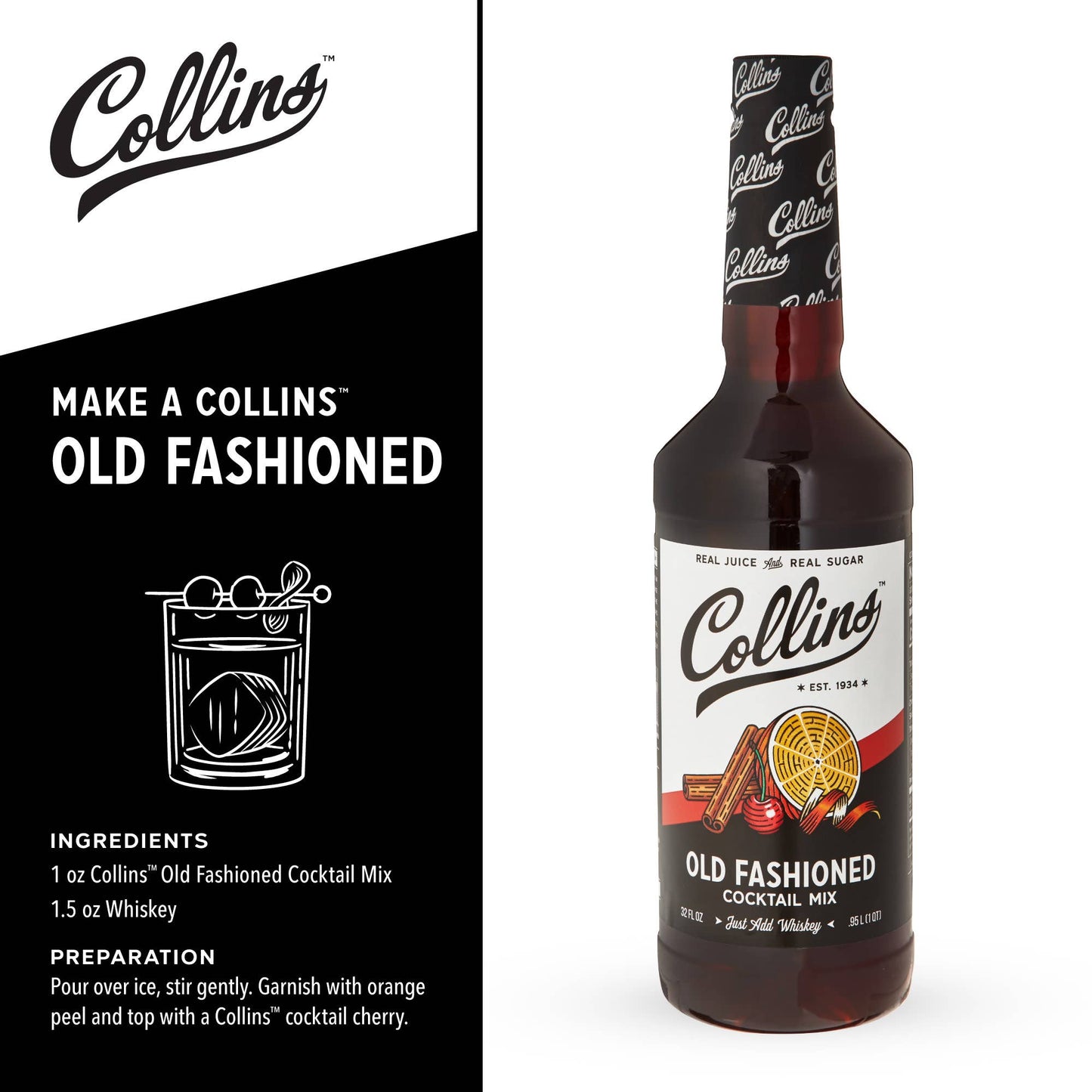 All in 1 Old Fashioned Whiskey Cocktail Kit Set of 4