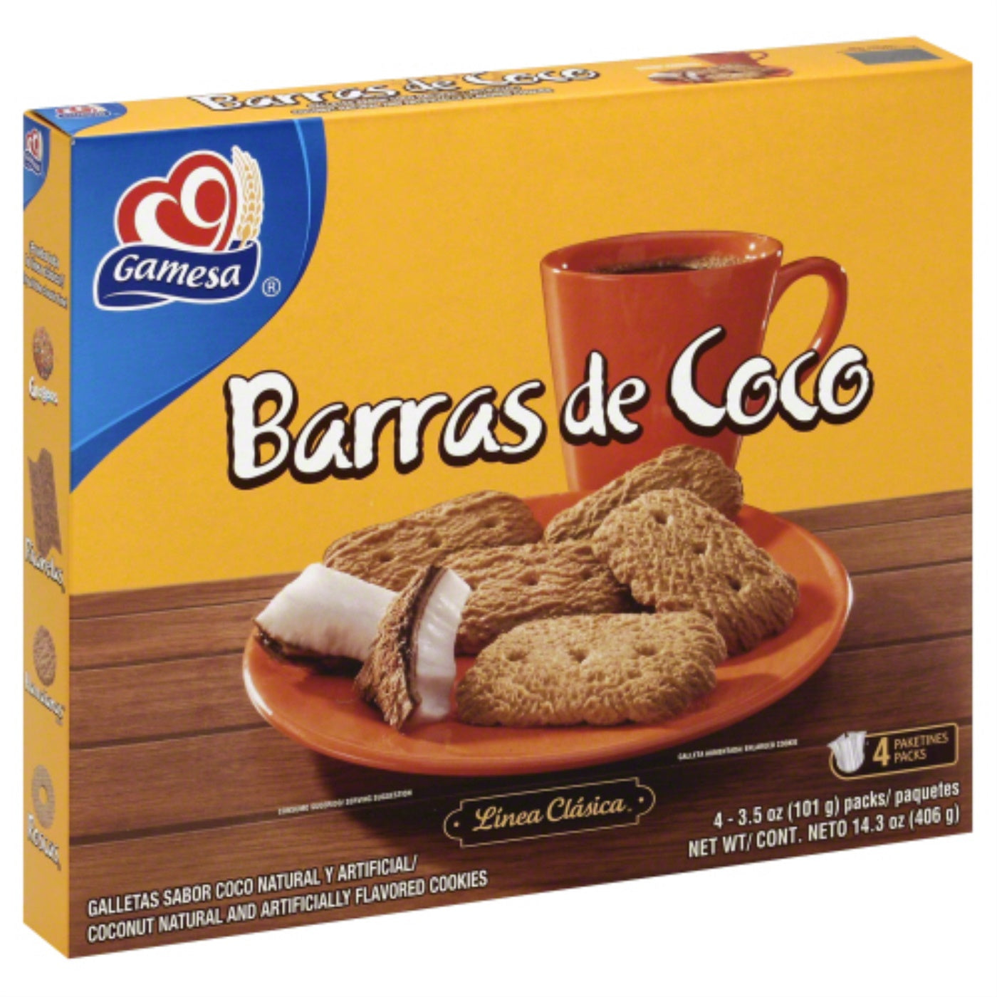 Gamesa, Cookie Barras De Coco, 14.3 Oz, (Pack Of 12)