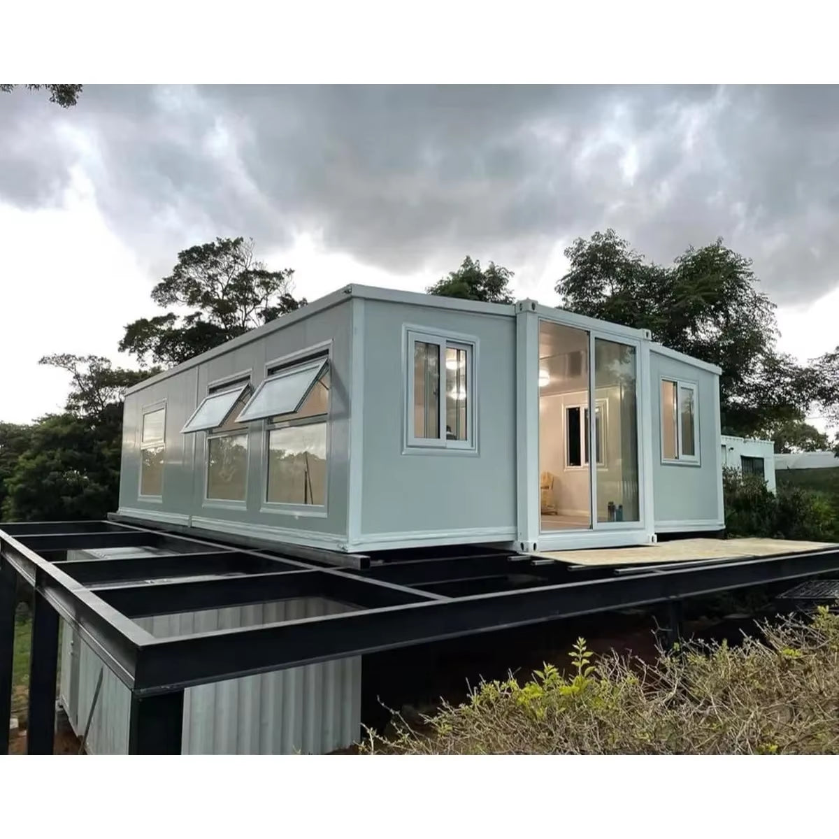 40Ft Expandable Prefab Tiny Home, 3 Bedroom Mobile House with Kitchen & Bathroom