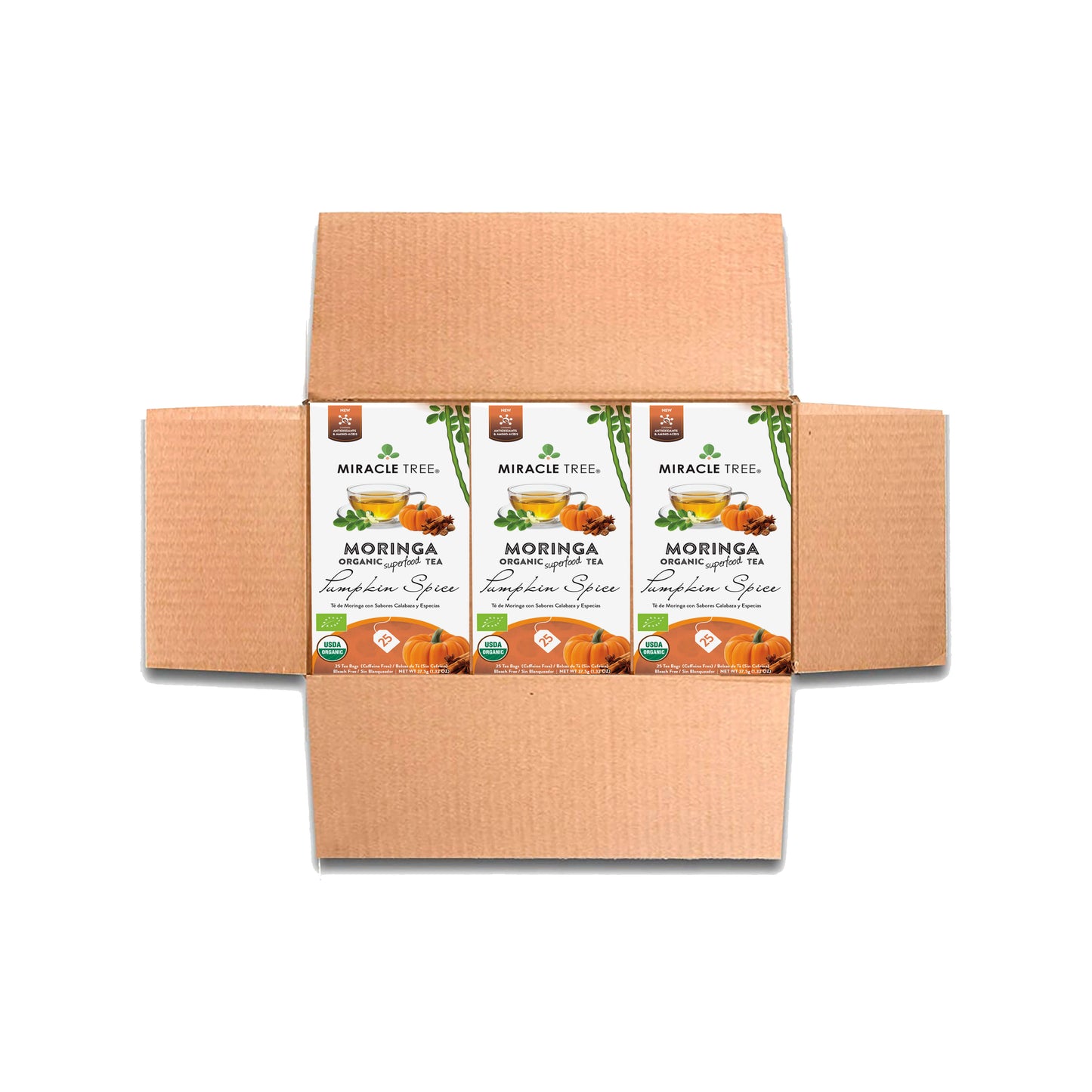 Organic Moringa Tea - Pumpkin Spice - Caffeine-Free Herbal Tea