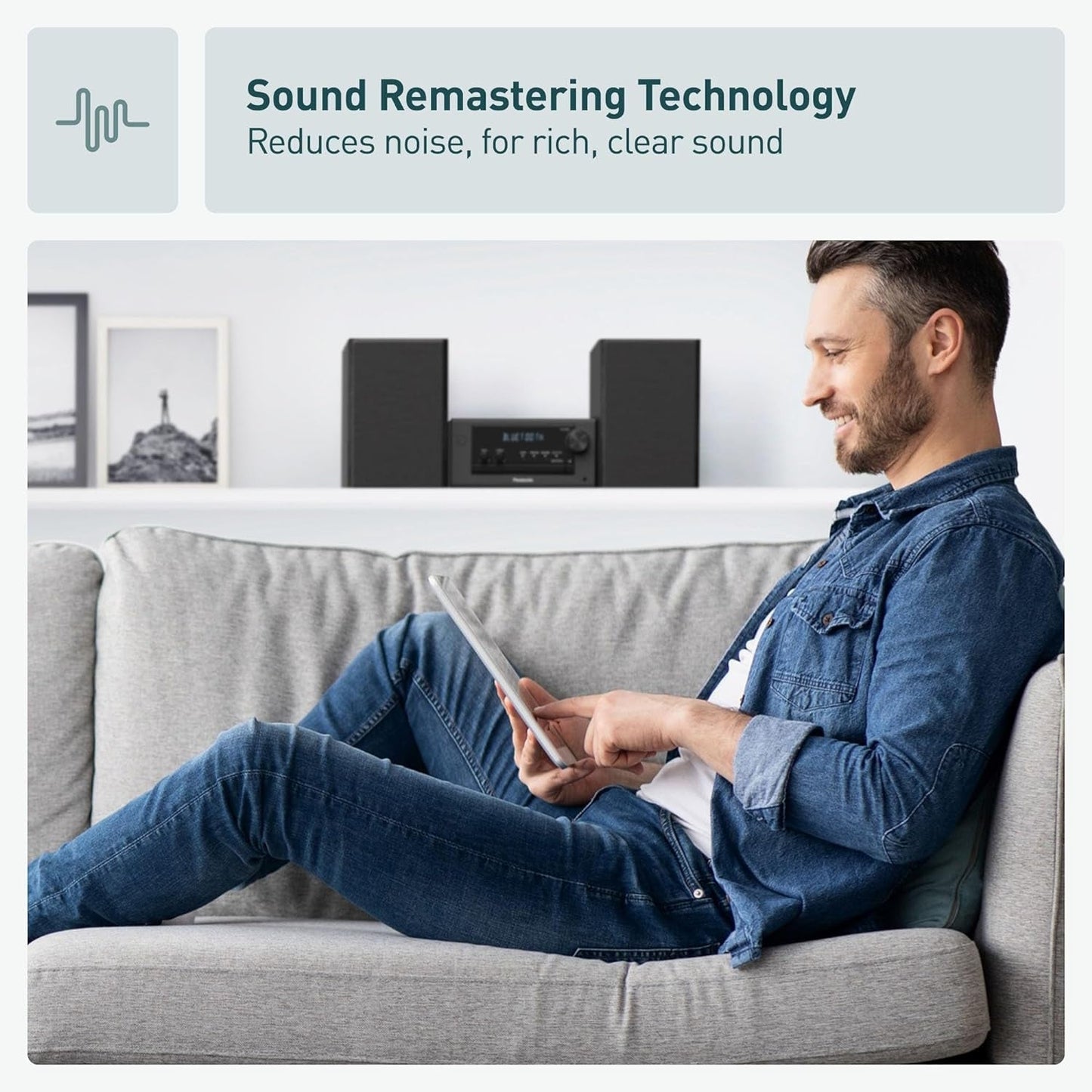 Compact Stereo System with CD Player, Bluetooth, FM Radio and USB with Bass and Treble Control, 80W Stereo System for Home with Remote Control - SC-PM700PP-K (Black)