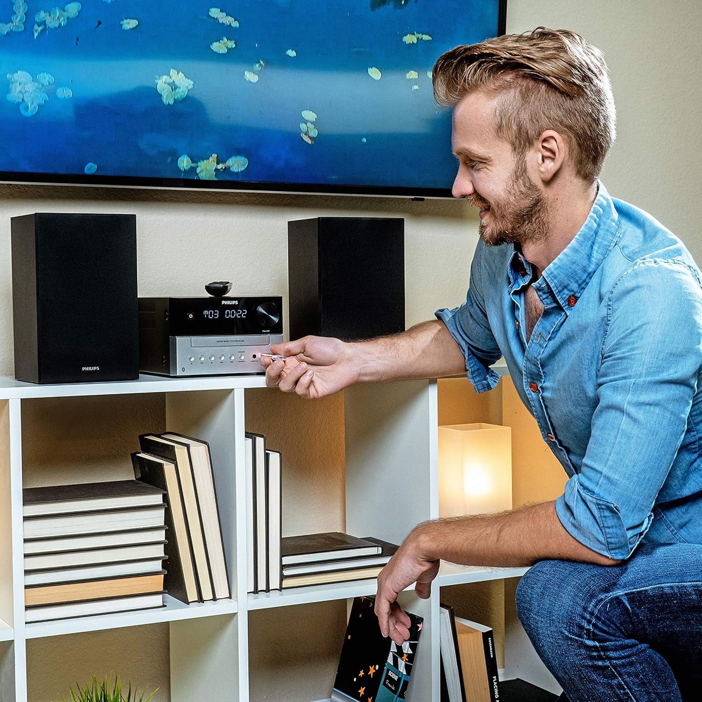 Bluetooth Stereo System for Home with CD Player for Home, Wireless Streaming, MP3, USB, Audio In, FM Radio, 15W, Micro Music Sound System