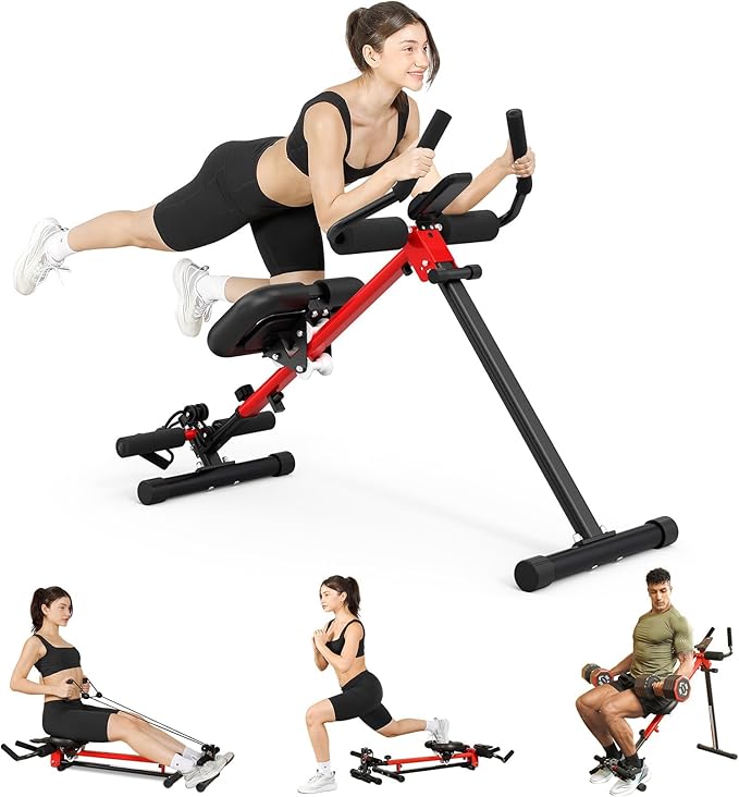 Yoleo 2 in 1 Ab & Rowing Machines for Home, Foldable Ab Workout Equipment, Ab Trainer Machine for Stomach Workout, Ab Crun...