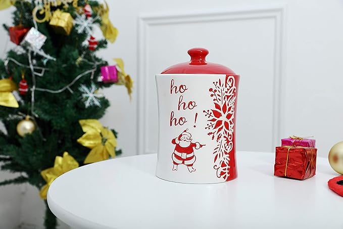 Stephanie Imports Ho Ho Ho! Christmas Themed Winter Holiday Ceramic Cookie Jar