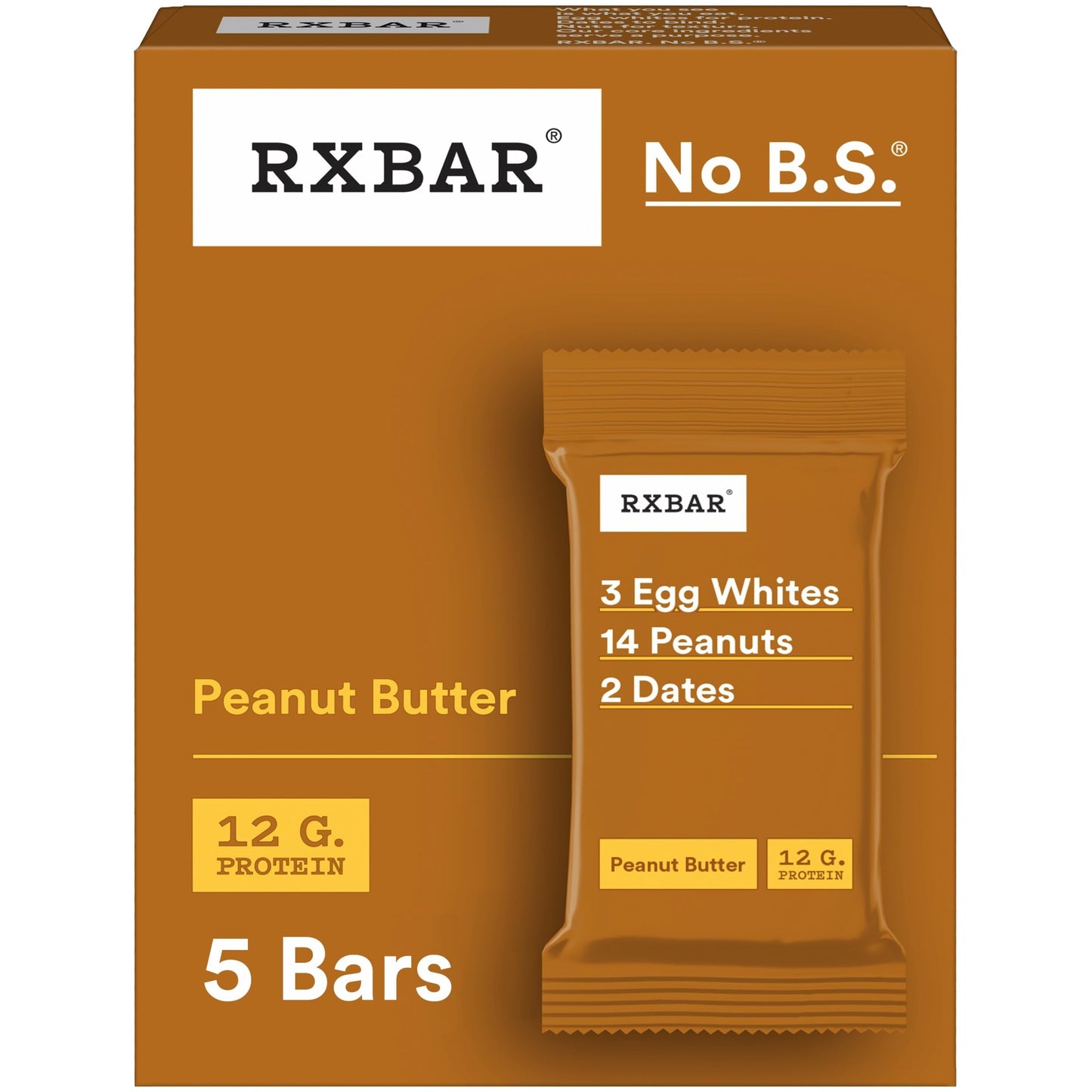 RXBAR Peanut Butter Protein Bar 5 Count, 1.8 OZ