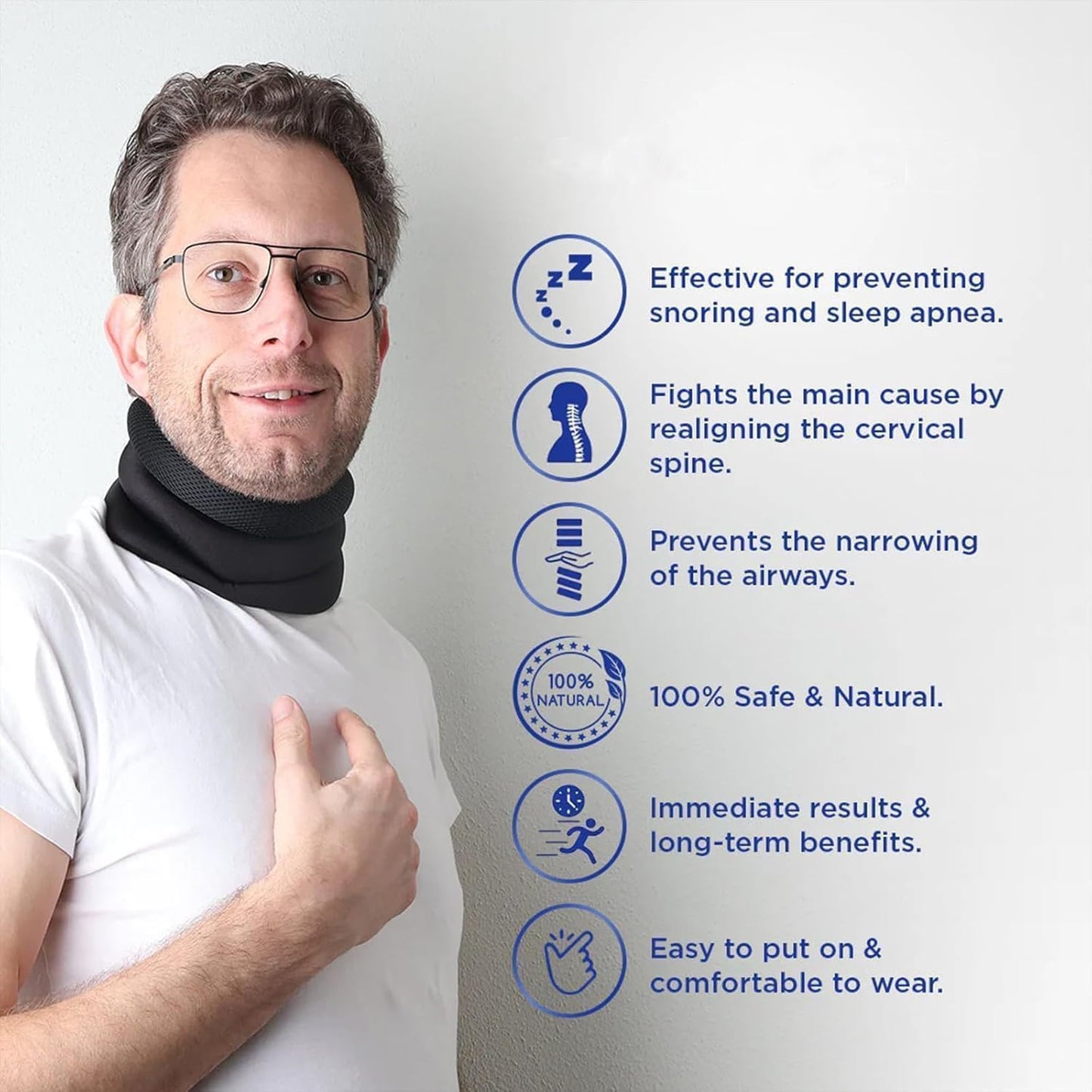 Gegiron Neck Brace for Snoring,Neck Support, Adjustable Soft Cervical Collar for Relief of Sleep Apnea &Cervical Spine Pressure, 2026 Upgraded Ergonomic Sleep Support for Comfortable Sleep,Women & Men