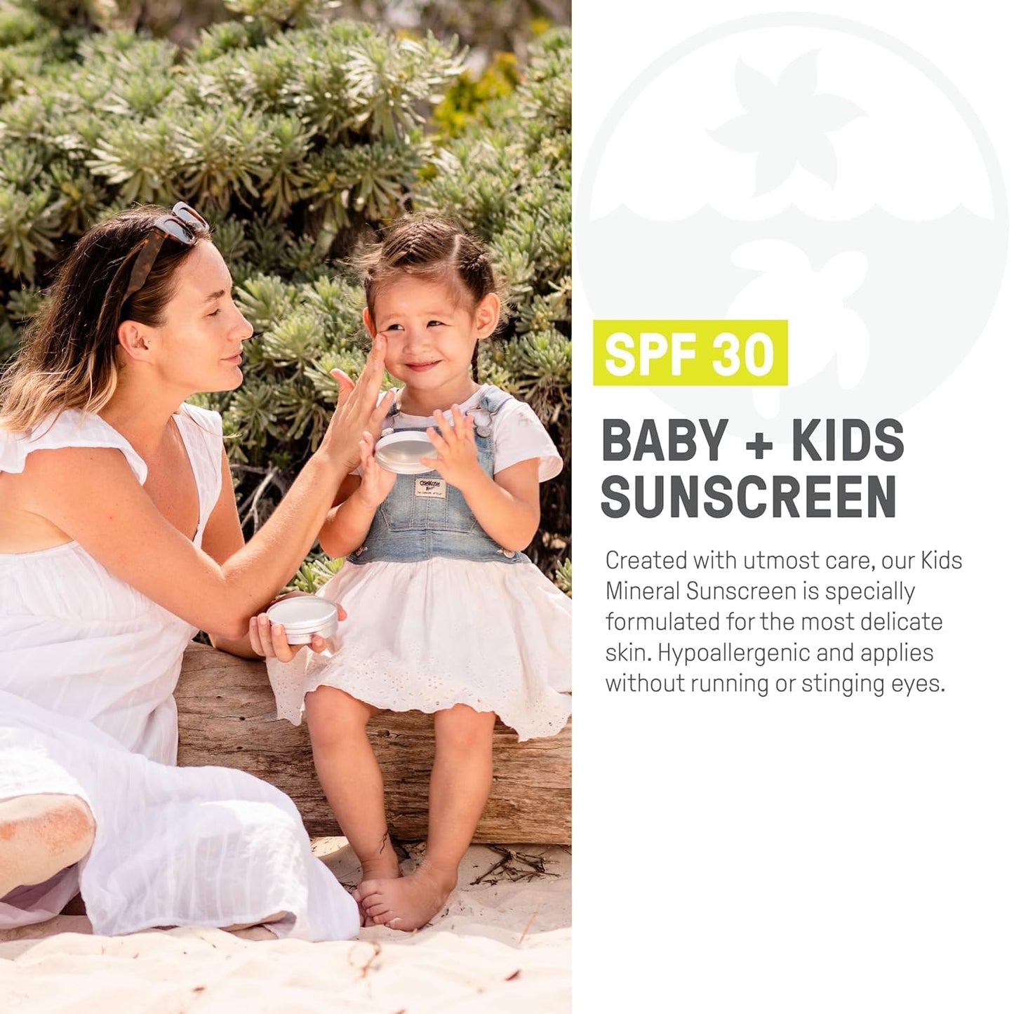 Raw Elements Baby & Kids SPF 30 Organic Sunscreen Tin, Non-Nano Zinc Oxide, Reef-Safe, Cruelty-Free, Gluten & Nut Free, W/Face a