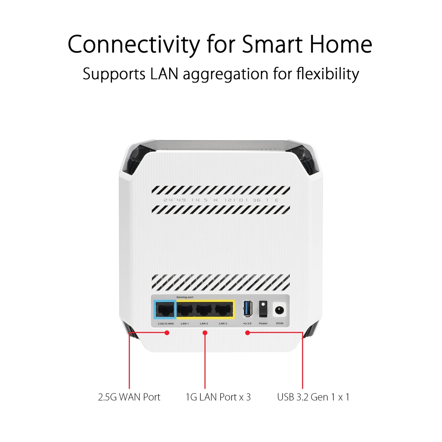 ASUS ROG Rapture GT6 Tri-Band WiFi 6 Gaming Router, 2,900 sq ft Coverage, 2.5 Gbps, Moonlight White