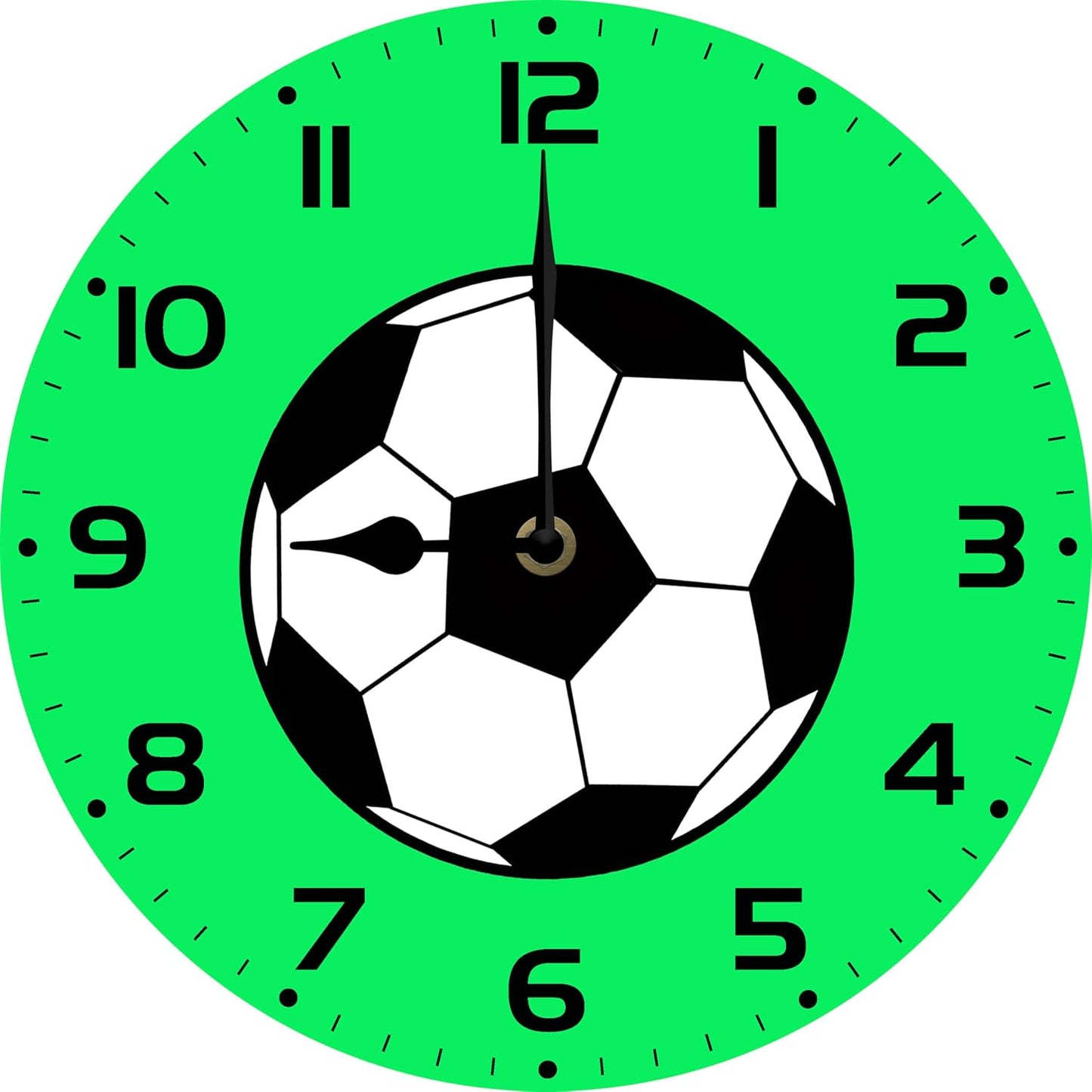 Soliyoahee Football Clock Round Wooden Wall Clock Home Decor Silent No Tick Battery Powered for Living Room Bedroom Kitchen Bathroom 10inch