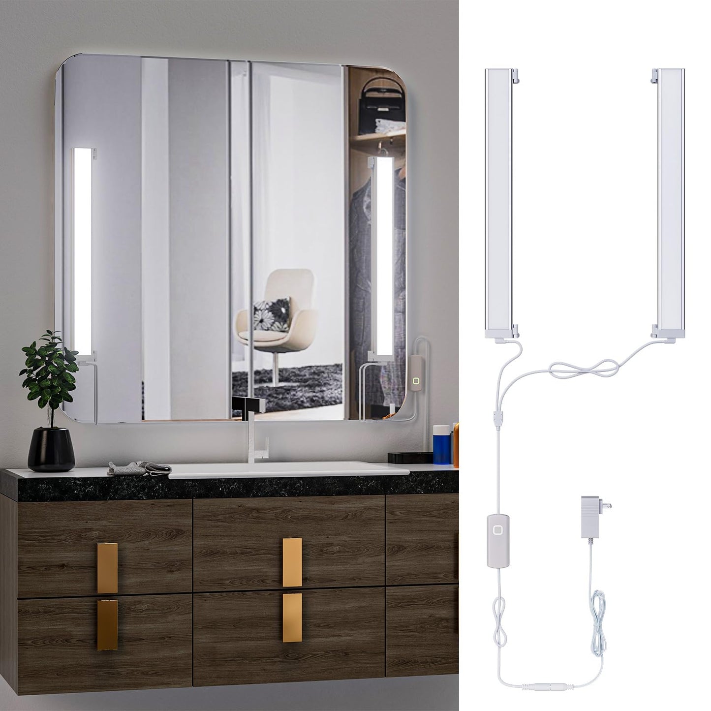 My Beauty Light Led Vanity Lights, Angle Adjustable, Dimmable, 15.3L X 1.9W, Silver, Model Bm201