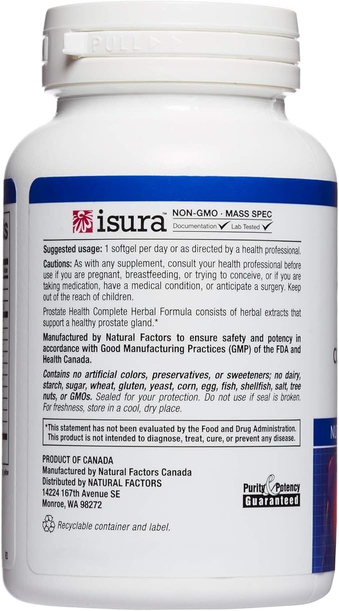 Natural Factors, Prostate Health Formula, Herbal Support for a Healthy Prostate with Saw Palmetto and Turmeric, 60 softgel (60 servings)