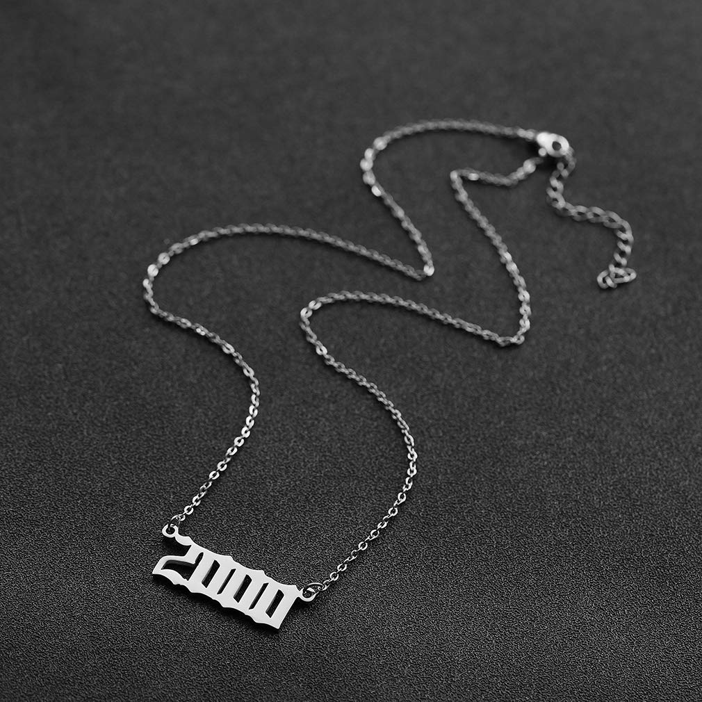 Brithday Women Silver Number Year Necklace Number Year Necklace Birthday Pendant for female Number Birth Year Necklace for Women