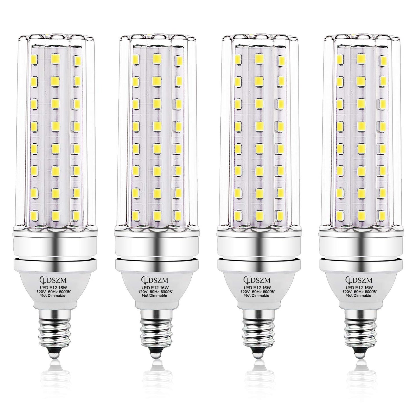 LDSZM E12 LED Candelabra Bulbs 16W 1400lm Non-Dimmable Daylight 6000K Pack of 4