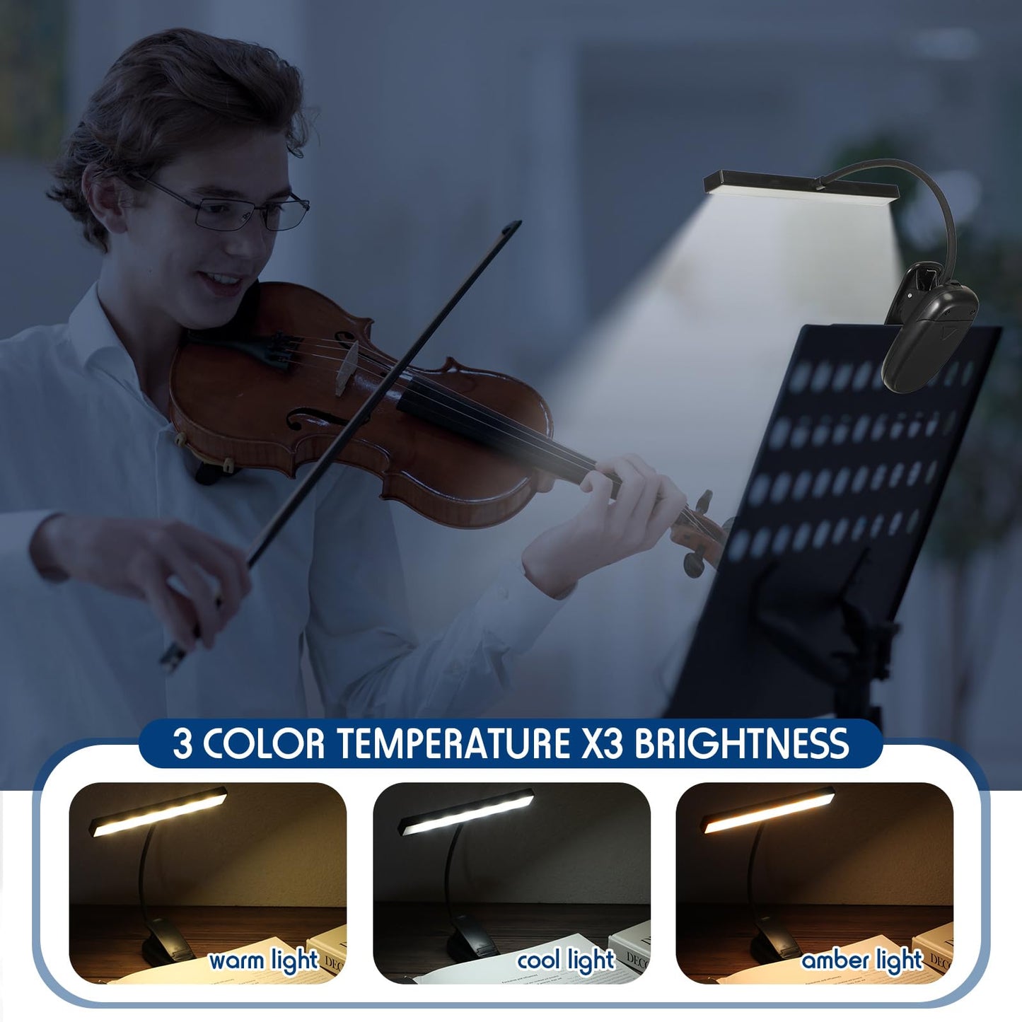 Retisee 8 Pcs Music Stand Light 18 Led Piano Lamp Adjustable Reading Light Aaa Battery(Not Included) Operated, 4 Color Temperatu