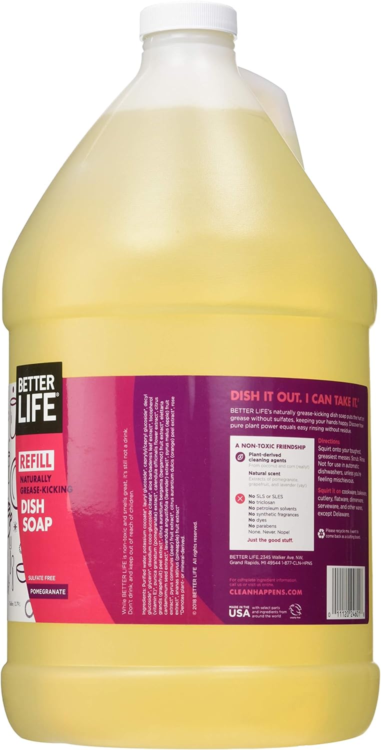 Better Life Sulfate Free Dish Soap Refill, Currant and Citrus, 128oz (Refill), Currant and Citrus, 128 Fluid Ounce