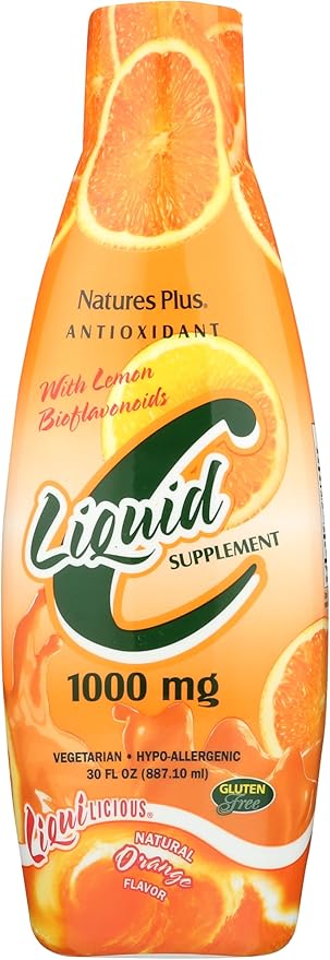 NaturesPlus Liquid Vitamin C - 1000 mg, 30 fl oz - With Lemon Bioflavonoids - Vegetarian, Gluten Free - 30 Servings
