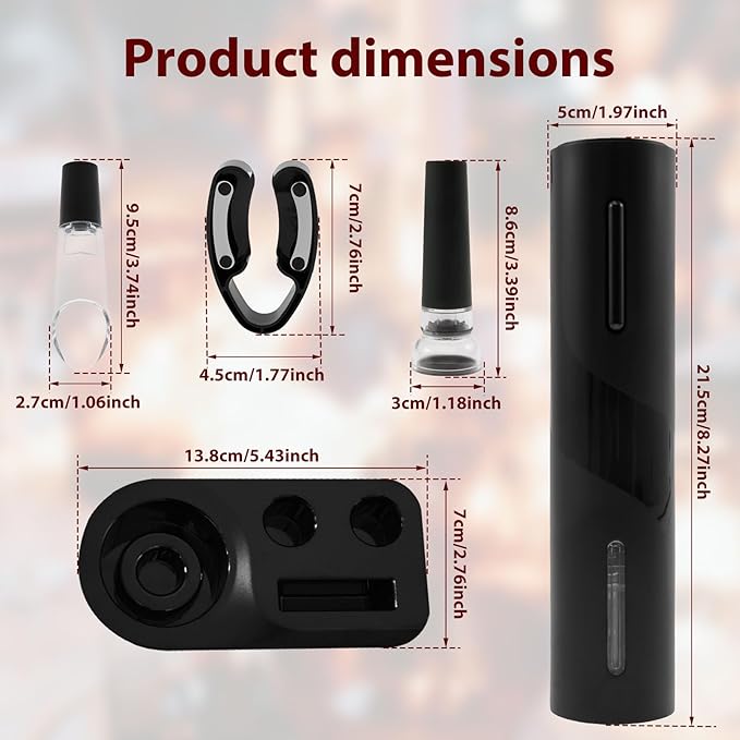 4Pcs ABS Automatic Wine Bottle Opener Electric Bottle Opener Electric Wine Opener Rechargeable Electric Corkscrew Wine Opener Extended Life with Storage Base for Wine Bottles Wine Gifts
