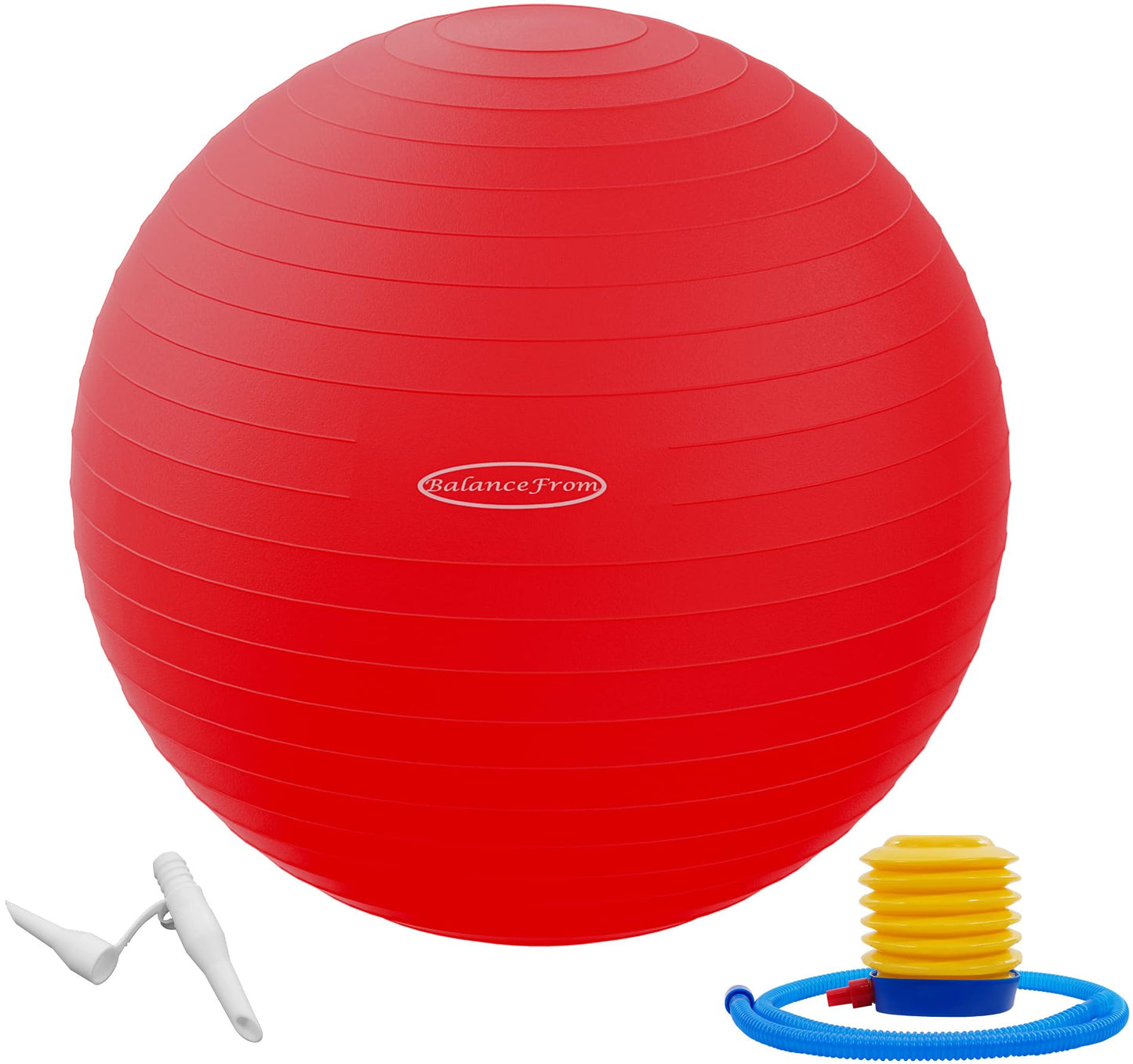Fitvids Anti-Burst and Slip Resistant Exercise Ball Yoga Ball Fitness Ball Birthing Ball with Quick Pump, 2,000-Pound Capacity, Red, 30-inch, XL