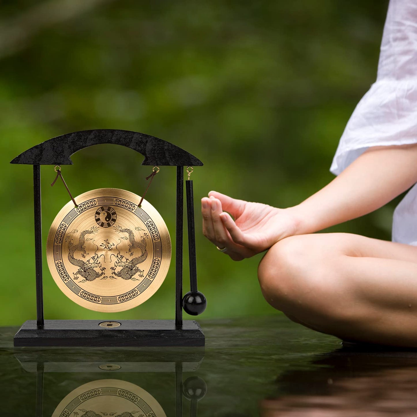 Zen Art Brass Feng Shui Desktop Gong For Home Office Table Decor Collectible Figurines