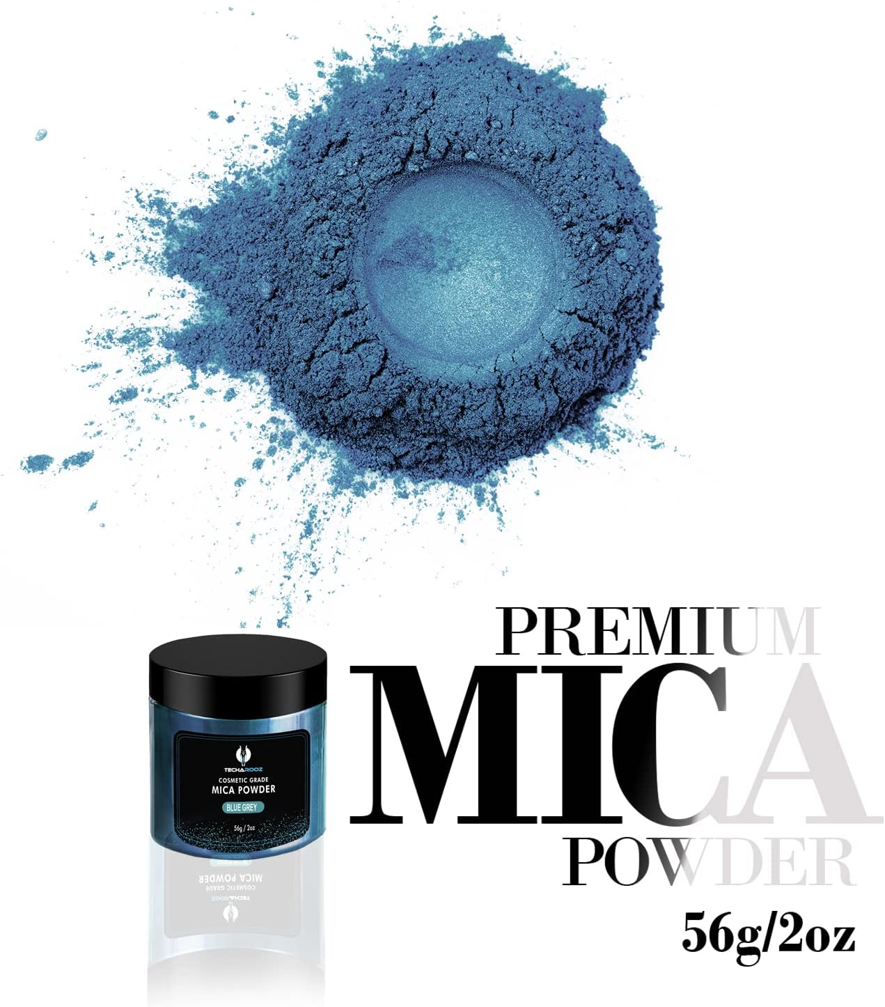 Blue Grey Mica Powder for Epoxy Resin 56g / 2oz. Jar - Techarooz 2 Tone Resin Dye Color Pigment Powder for Lip Gloss, Nails, Colorant for Slime Bath Bombs Soap Making & Polymer Clay