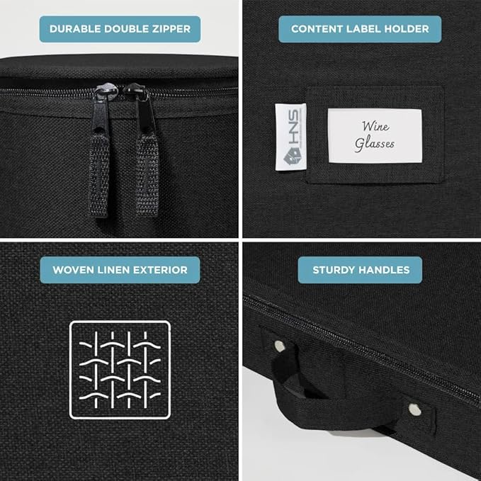 Hard Shell China Storage Containers (Black, 8 Pack China Storage Containers)