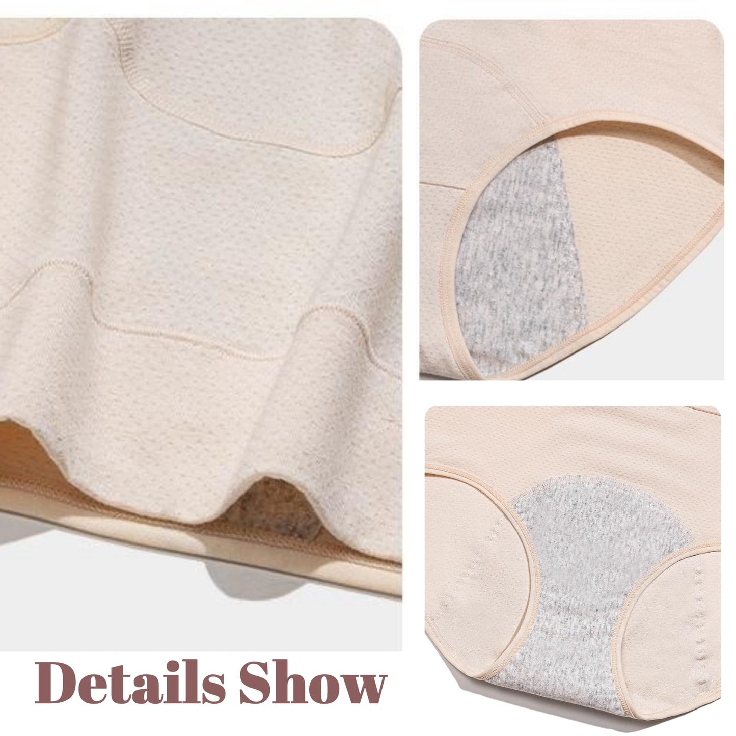 3 Pack Women's Incontinence Underwear Washable, Double Elastic High Waist Adult Incontinence Protective Briefs, Reusable for Light Bladder Leakage(S-Waist: 21.3''~35.4'')