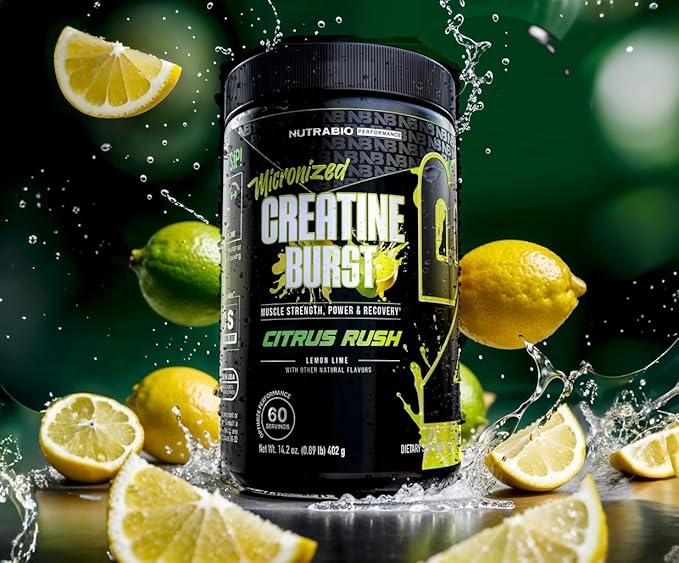 NutraBio Pure Micronized Creatine Monohydrate Powder Supplement, Citrus Rush, (300 g) - Supports Bulk Muscle Energy, Recovery, and Strength - HPLC Tested Creatine Powder Supplement for Men and Women