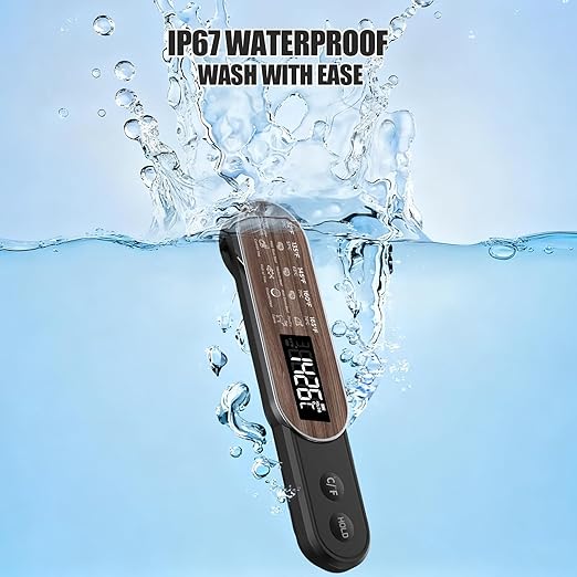 Rechargeable Meat Thermometer Digital with Ultra-Fast 0.5 Sec Instant Read, NIST Certified ±0.5°F Accuracy, Auto-Rotating Backlight Display, IP67 Waterproof, Oven Safe for Grill, BBQ, Smoker, Candy