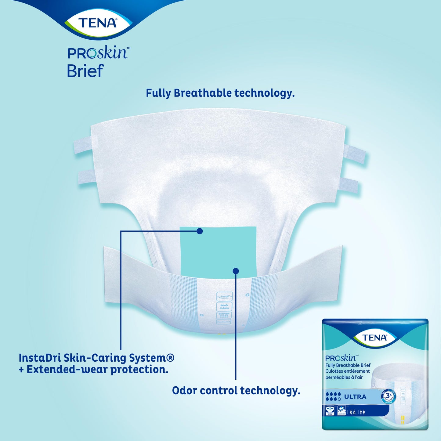 TENA Ultra Breathable Briefs, Incontinence, Disposable, Heavy Absorbency, Large, 40 Count, 40 Packs, 40 Total
