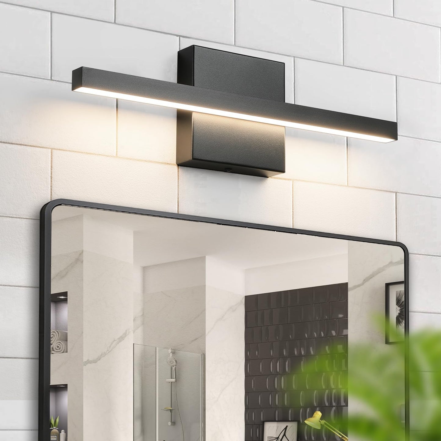 Epinl Black Bathroom Vanity Light - 15.7 Led Dimmable Wall Sconce, Aluminum Fixture For Bathroom & Bedroom, Model 8081Wl-16Bk-Us