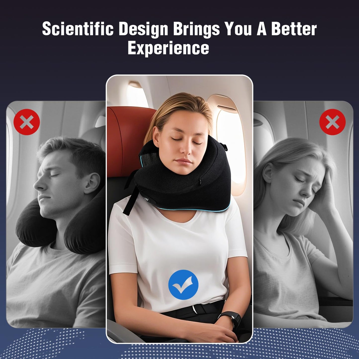 Neck Pillow for Traveling, Travel Neck Pillow for Airplane Memory Foam Travel Pillow for Flight Headrest Sleep with 360° Support Portable, Travel Essentials Birthday Gifts for Women Men Mom Dad