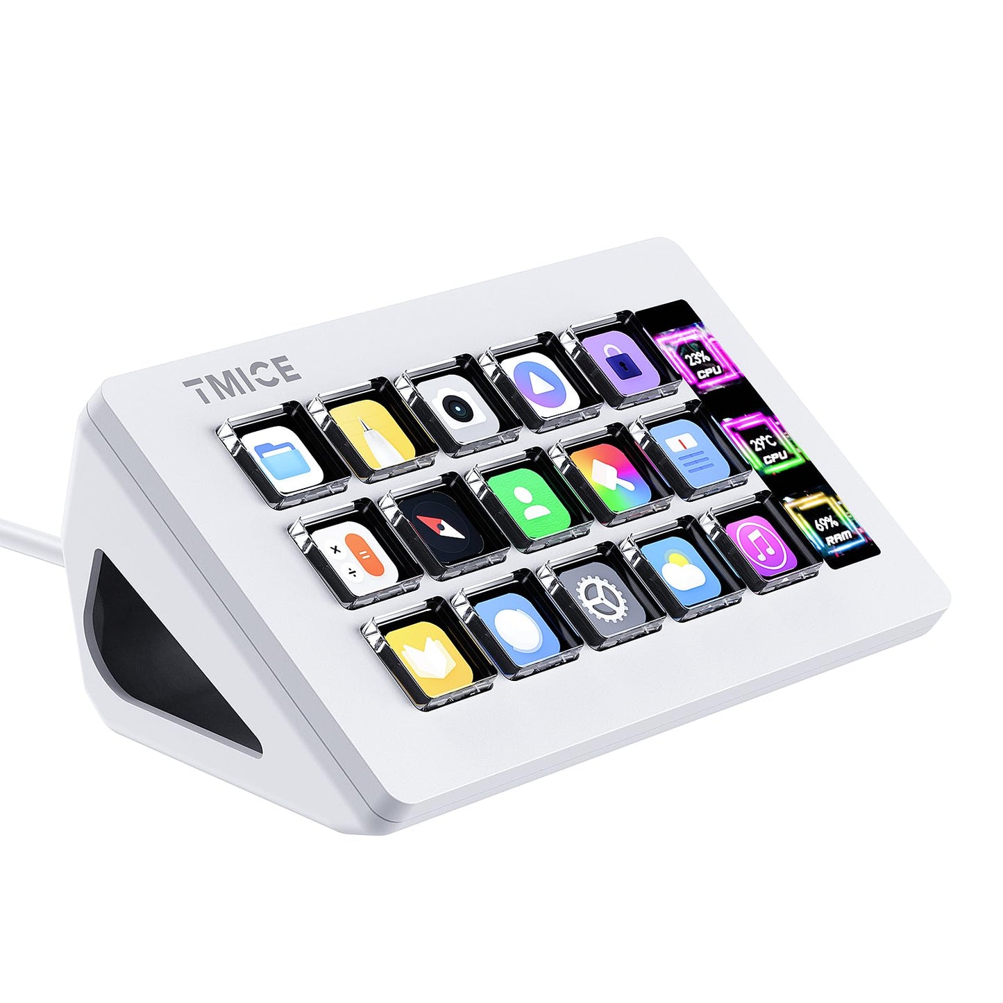 Tmice Stream Controller - Live Production Controller With 15 Customizable Lcd Keys And Adjustable Stand, Trigger Actions In Obs