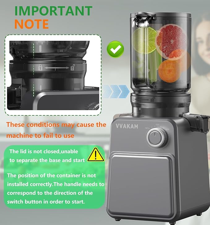 Juicer Machines, Cold Press Juicer with 4.4'' Large Feed Chute Fit Whole Vegetables & Fruits, Masticating Juicer Machines, Easy to Clean, High Juice Yield - 250W