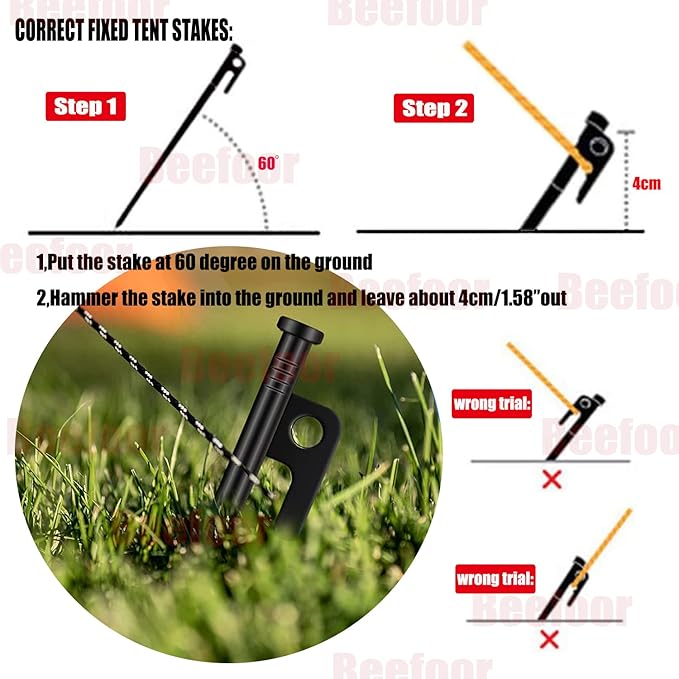 Tent Stakes 12 inch Heavy Duty Tent Pegs Tarp Pegs Camping Stakes for Outdoor Camping Canopy and tarp Suitable For High Winds and All Kinds of Ground 10pc Outdoor Metal Stakes with Storage Bag