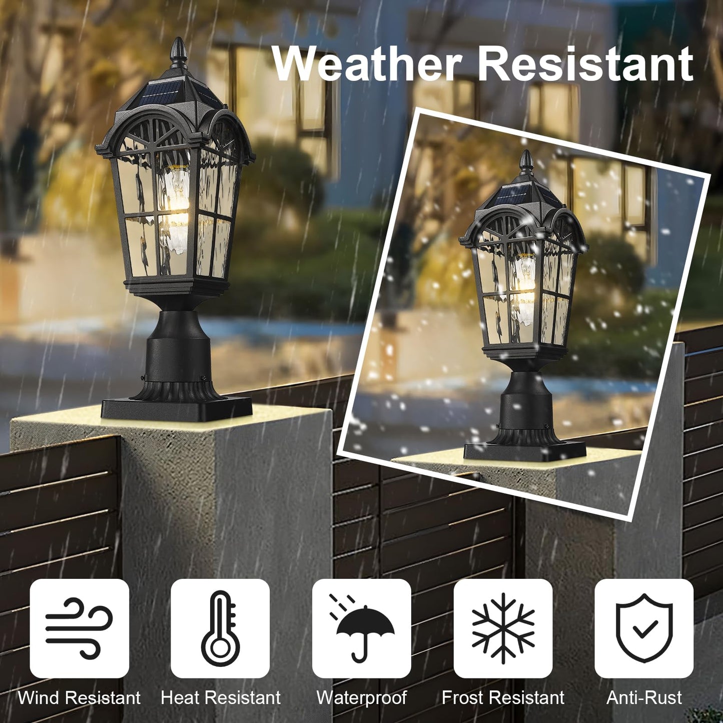 Starcurin Solar Post Lights with Remote Control, Aluminum Pillar Lantern, Weatherproof, Dusk to Dawn, 9Y3P Model
