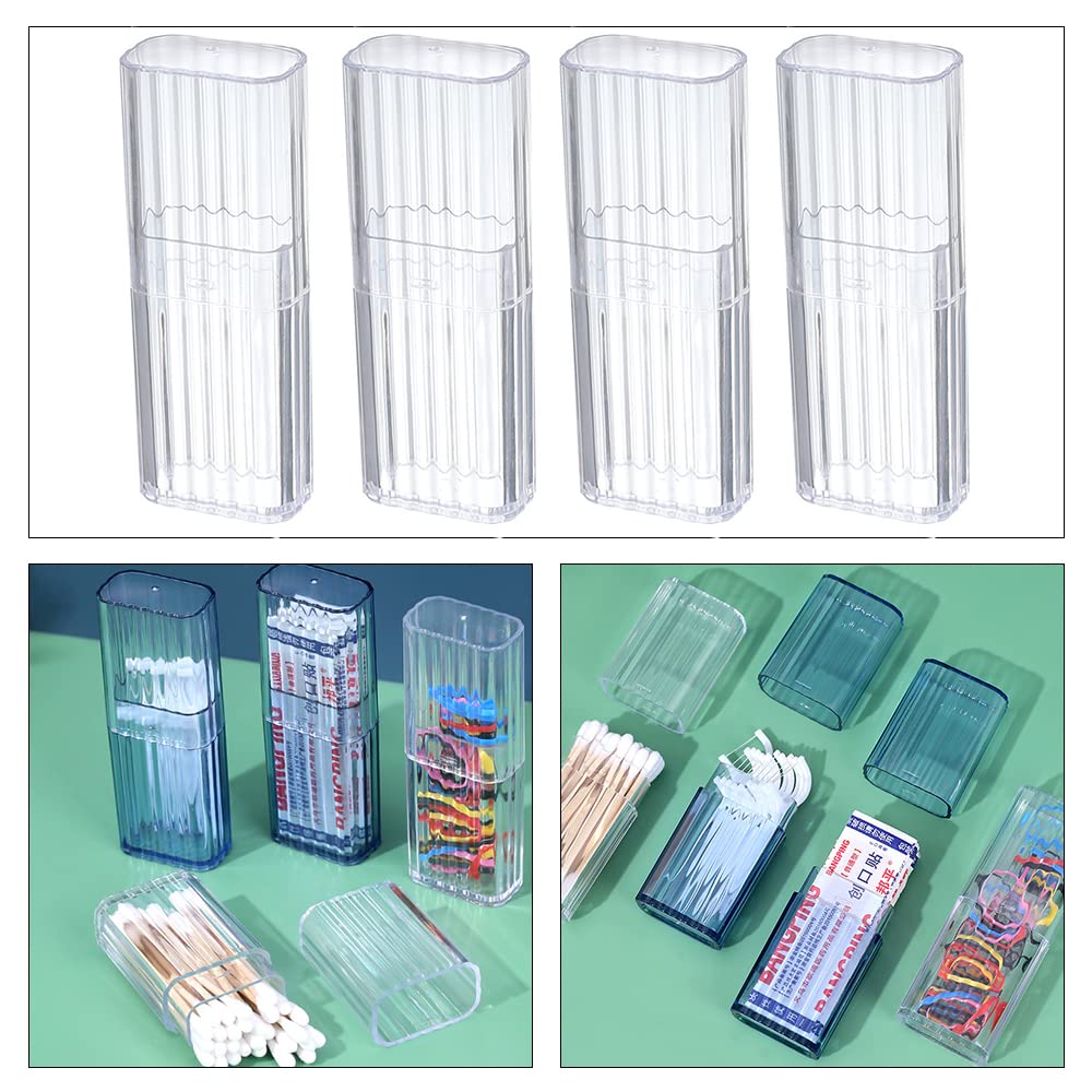 JIEDALIN 4 Pcs Cotton Swab Holder for Travel Mini Travel Swab Case Cotton Swab Box for Makeup Sponge Cotton Swabs Hair Ties Flos